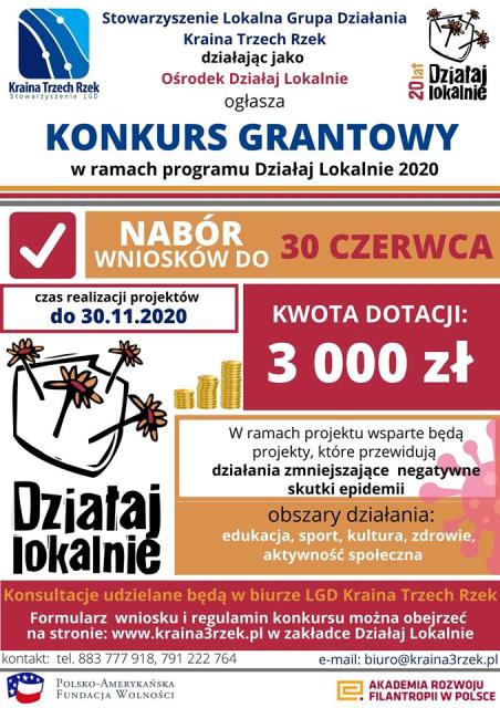 KONKURS GRANTOWY DZIAŁAJ LOKALNIE 2020 Gmina Ryczywół