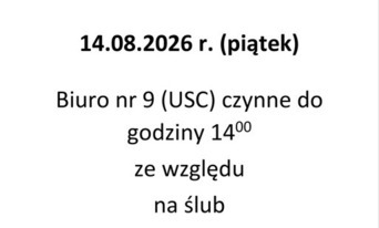 Zdjęcie do 14.08.2026 R. (PIĄTEK) URZĄD STANU CYWILNEGO...