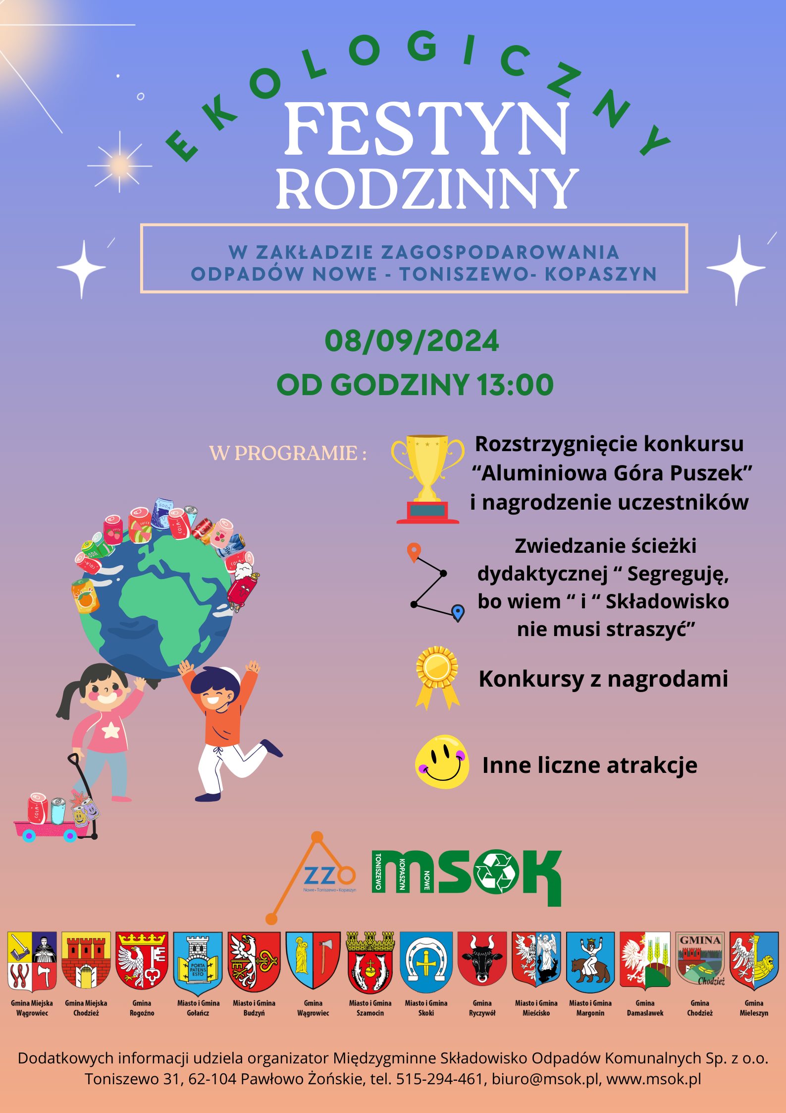 Kolorowy plakat - zaproszenie na&nbsp;ekologiczny Festyn Rodzinny 