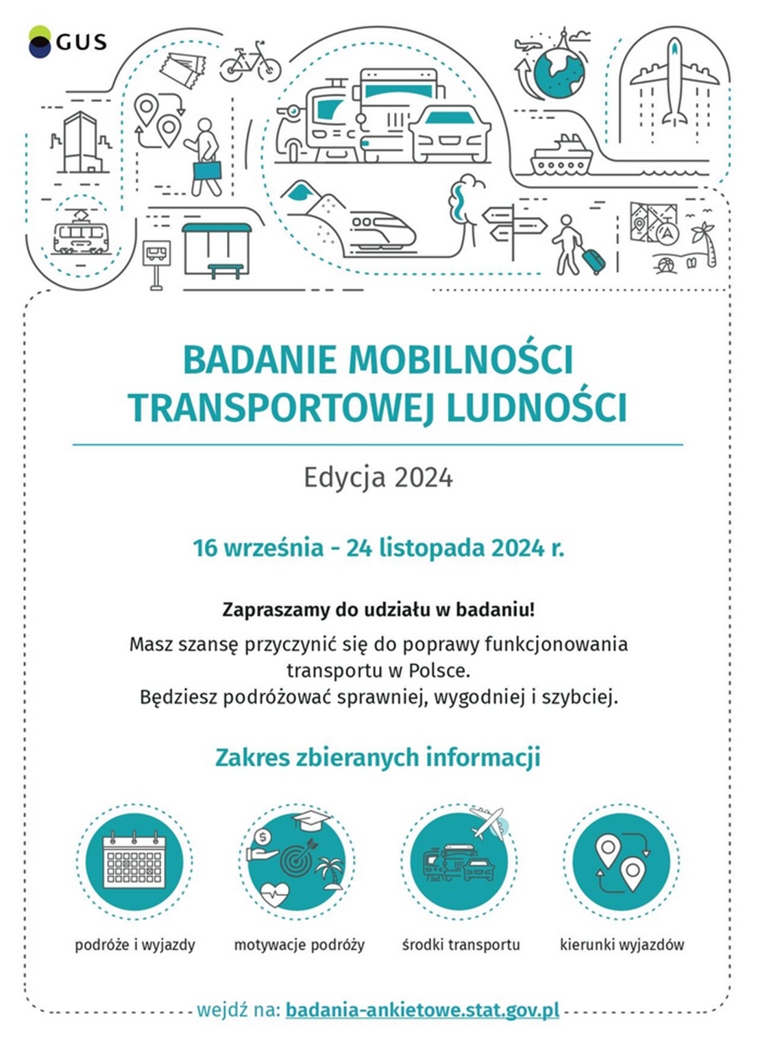Plakat Badanie Mobilności Transportowej Ludności