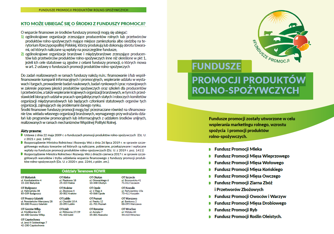 ulotka informacyjna o funduszach promocji produktów rolno-spożywczych