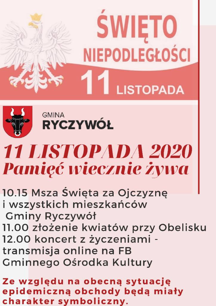 Plakat zachęcajacy do udziału w obchodach Święta Niepodległości