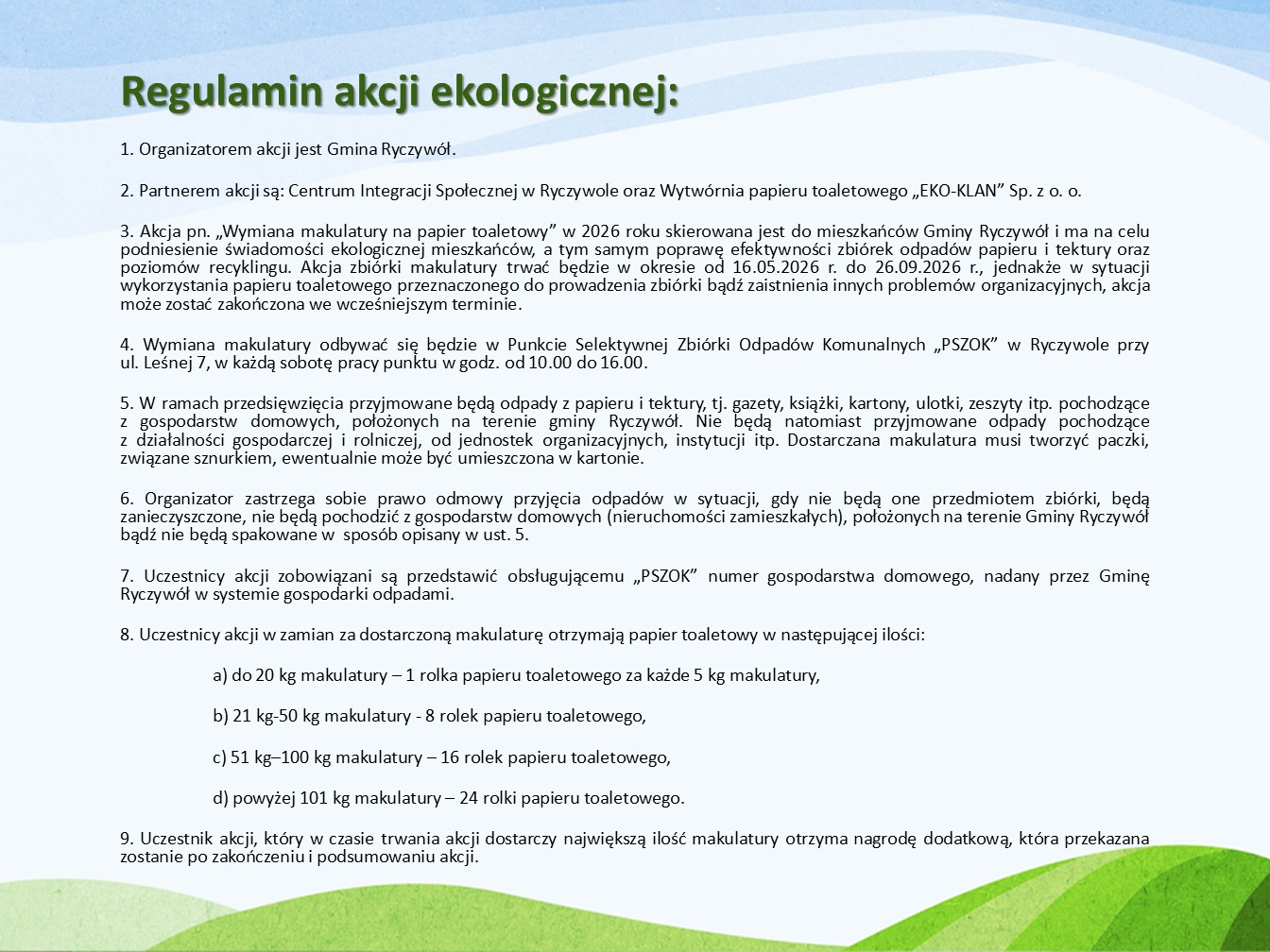 Regulamin akcji ekologicznej 