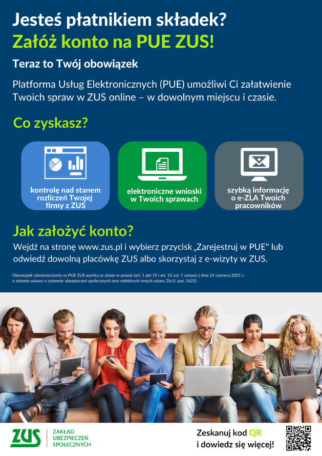 Plakat- Załóż konto na PUE ZUS