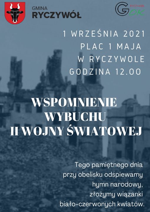 Plakat wspomnienie wybuchu II wojny światowej 1 wrzesnia 2021