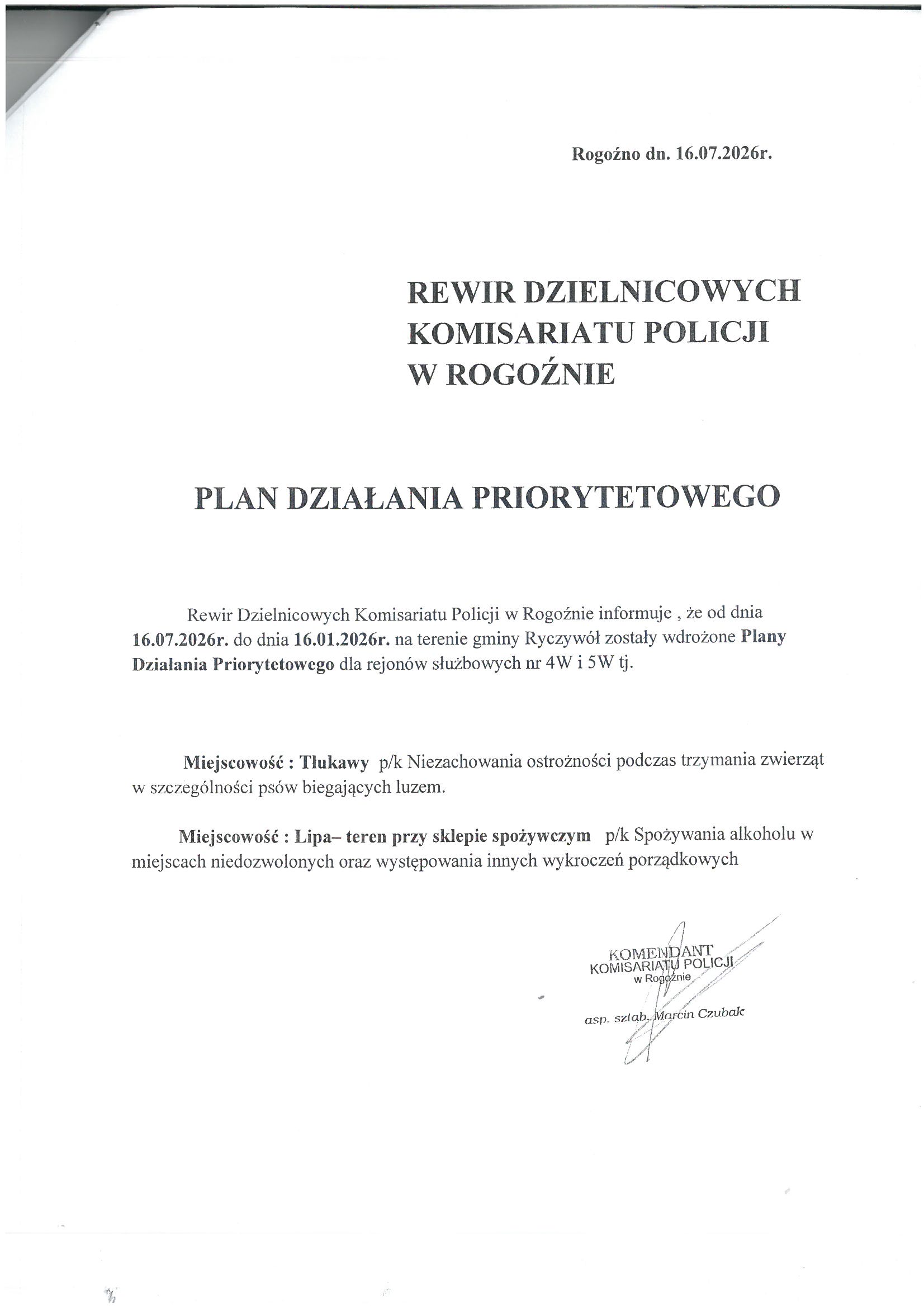 Plany priorytetowe