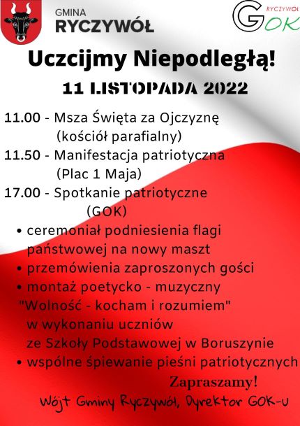 Plakat dotyczący obchodów Święta 11 Listopada