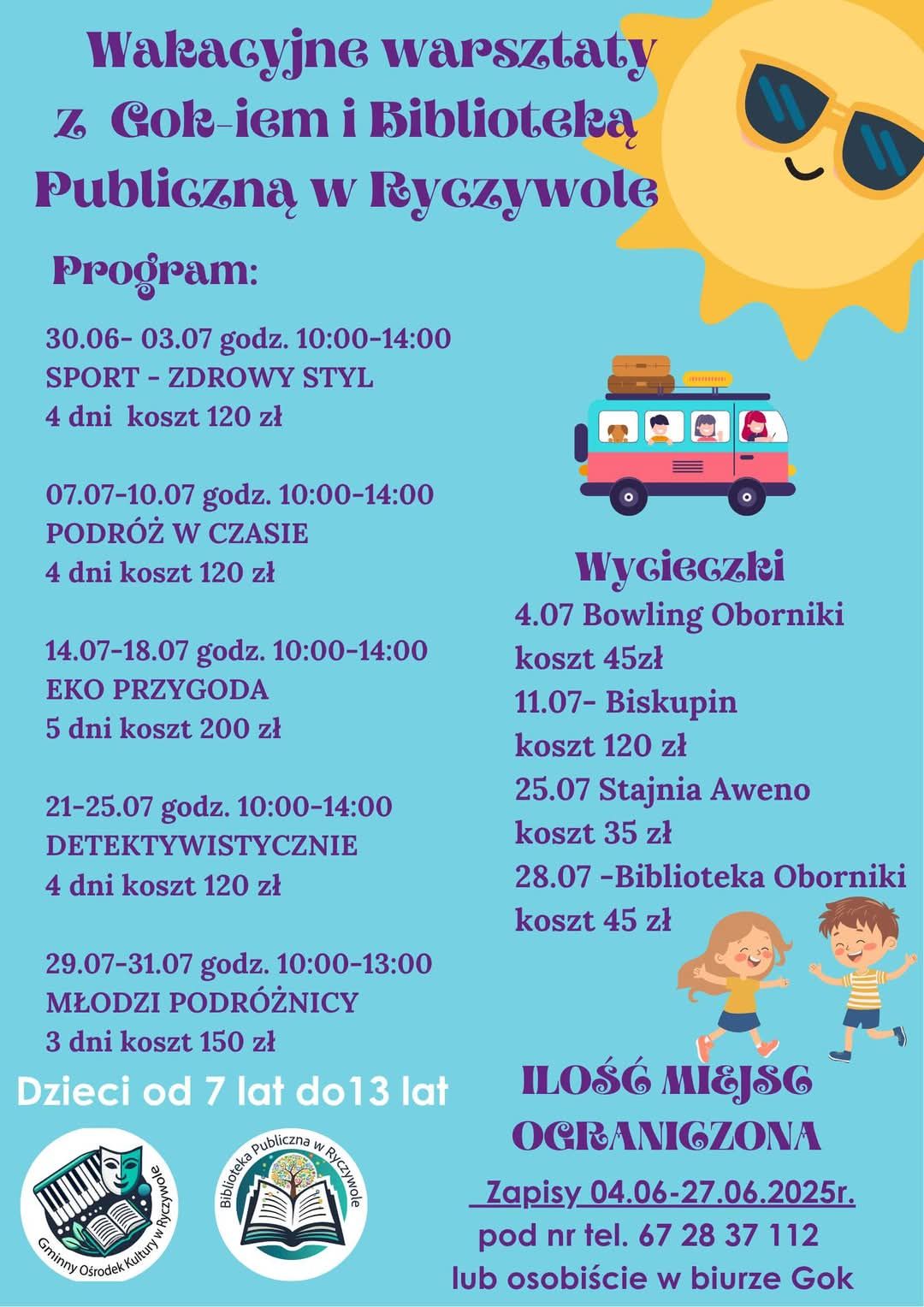 Plakat promujący wakacje z&nbsp;GOK-iem