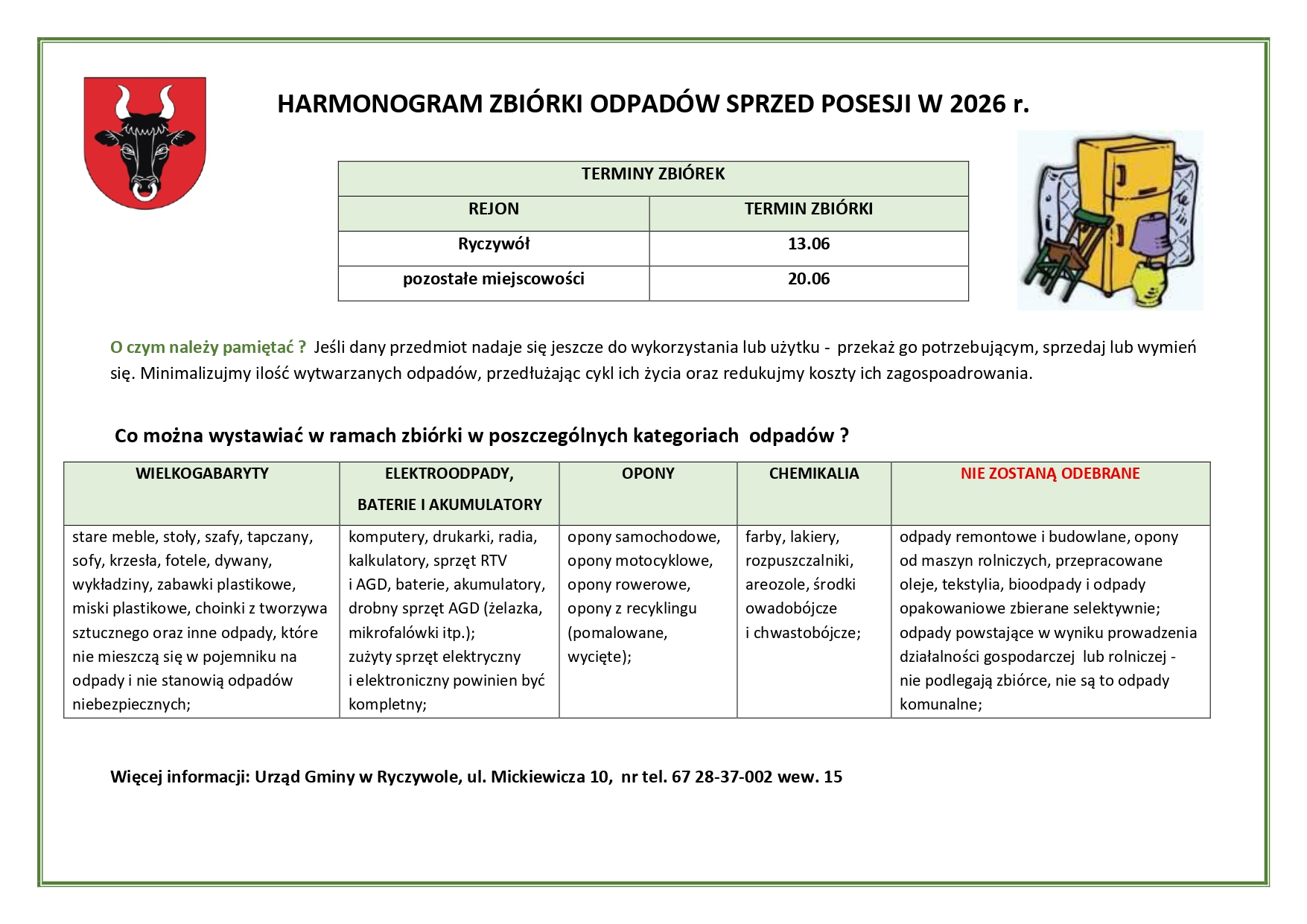Harmonogram zbi&oacute;rki odpad&oacute;w sprzed posesji w&nbsp;2026 r.