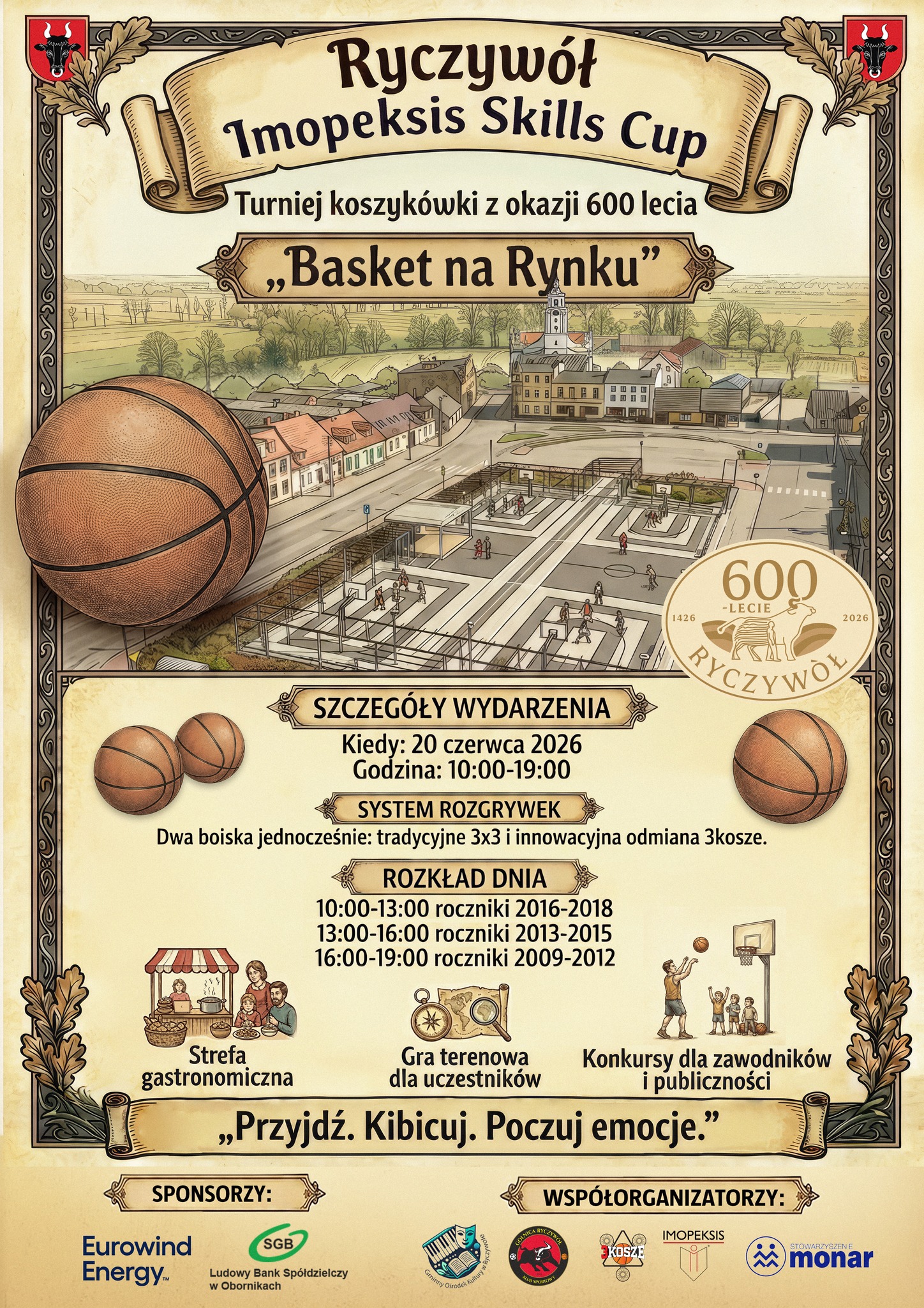 Basket na&nbsp;Rynku &ndash; sportowe emocje w&nbsp;sercu Ryczywołu! Zapraszamy na&nbsp;kolejne wydarzenie jubileuszowe