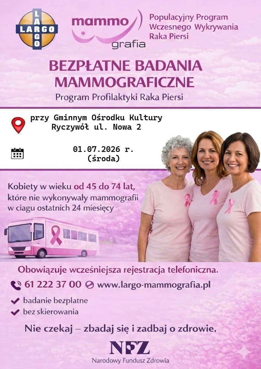 Bezpłatna mammografia w&nbsp;Ryczywole &ndash; zbadaj się i&nbsp;zadbaj o&nbsp;zdrowie