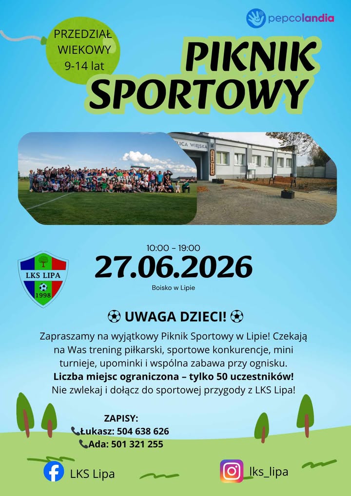 Piknik Sportowy w&nbsp;Lipie &ndash; zaproszenie dla dzieci i&nbsp;młodzieży
