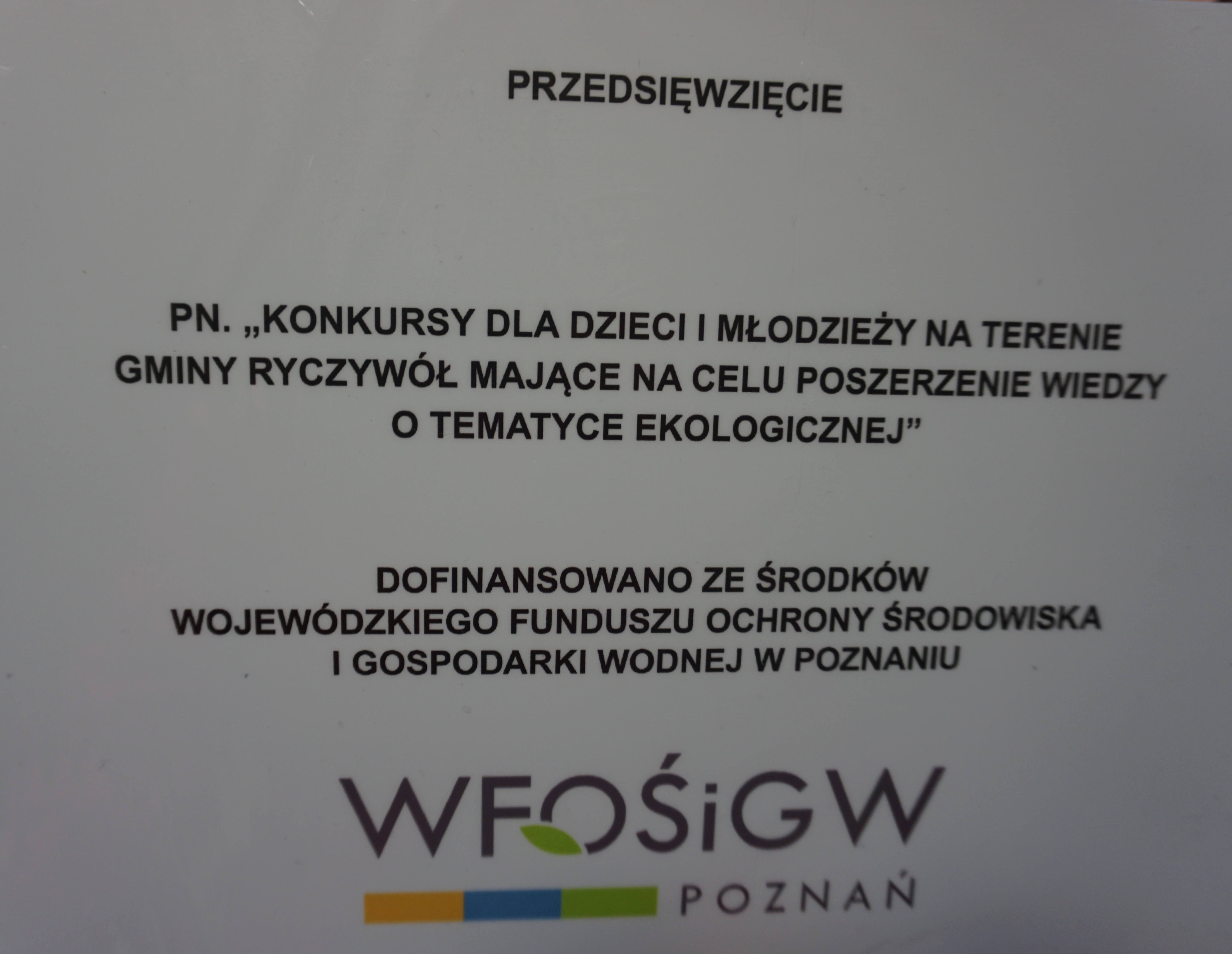 Tabliczka z informacją o dofinansowaniu przedsięwzięcia