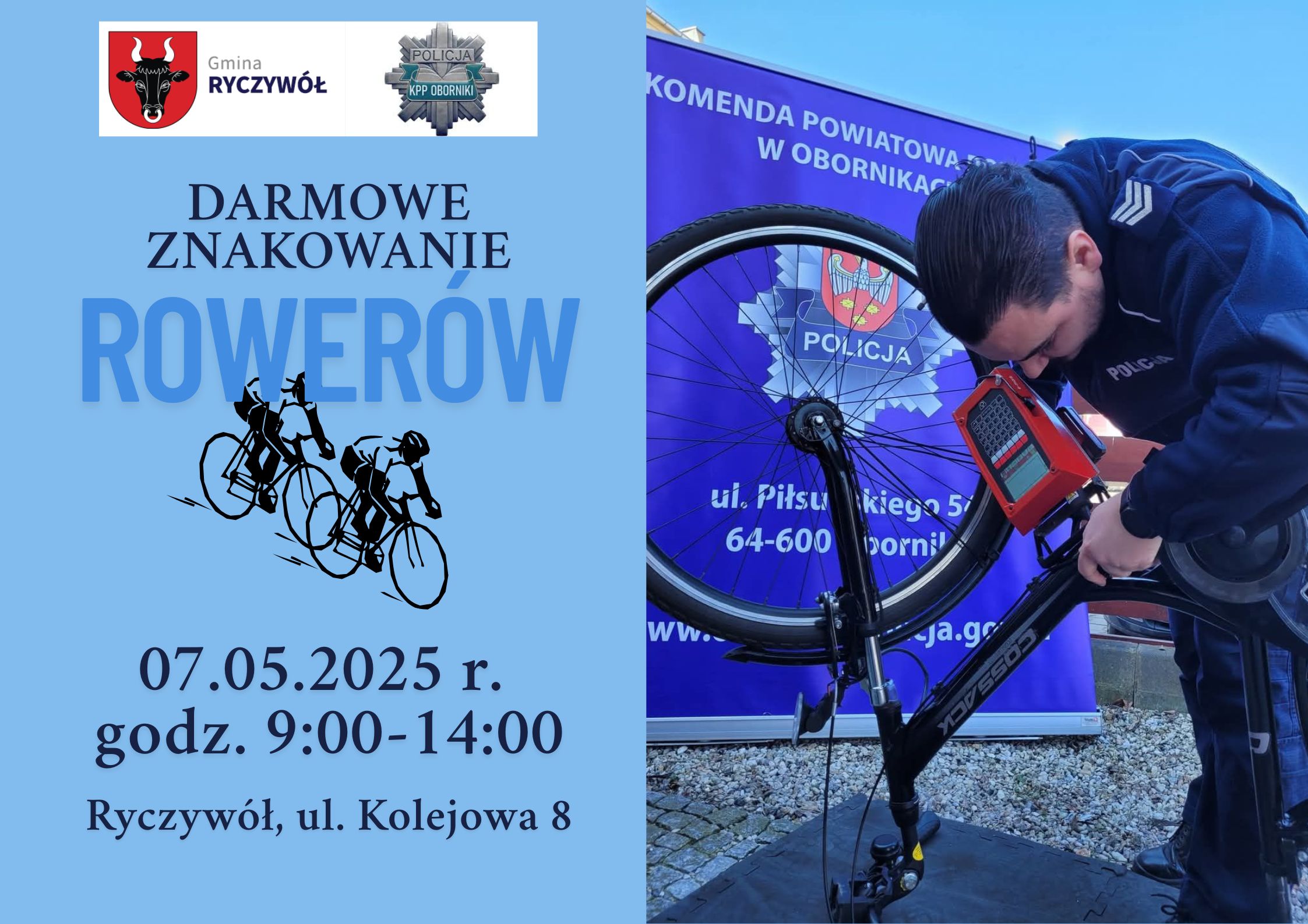 Plakat promujący znakowanie rowerów w Ryczywole