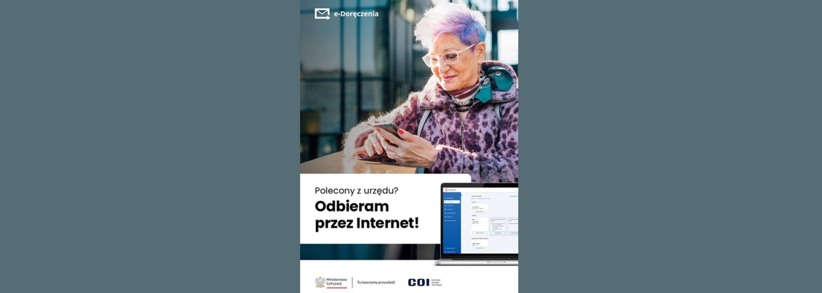 Plakat zawierający informację o&nbsp;e-Doręczeniach 