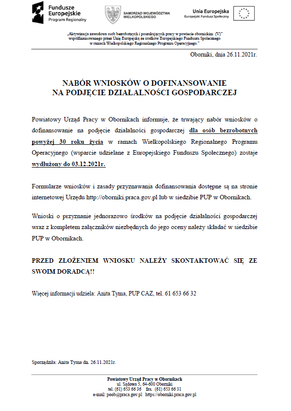 Informacja o naborze wniosków o dofinansowanie na podjęcie działalności gospodarczej dla osób bezrobotnych powyżej 30 roku życia w ramach Wielkopolskiego regionalnego Programu Operacyjnego.png