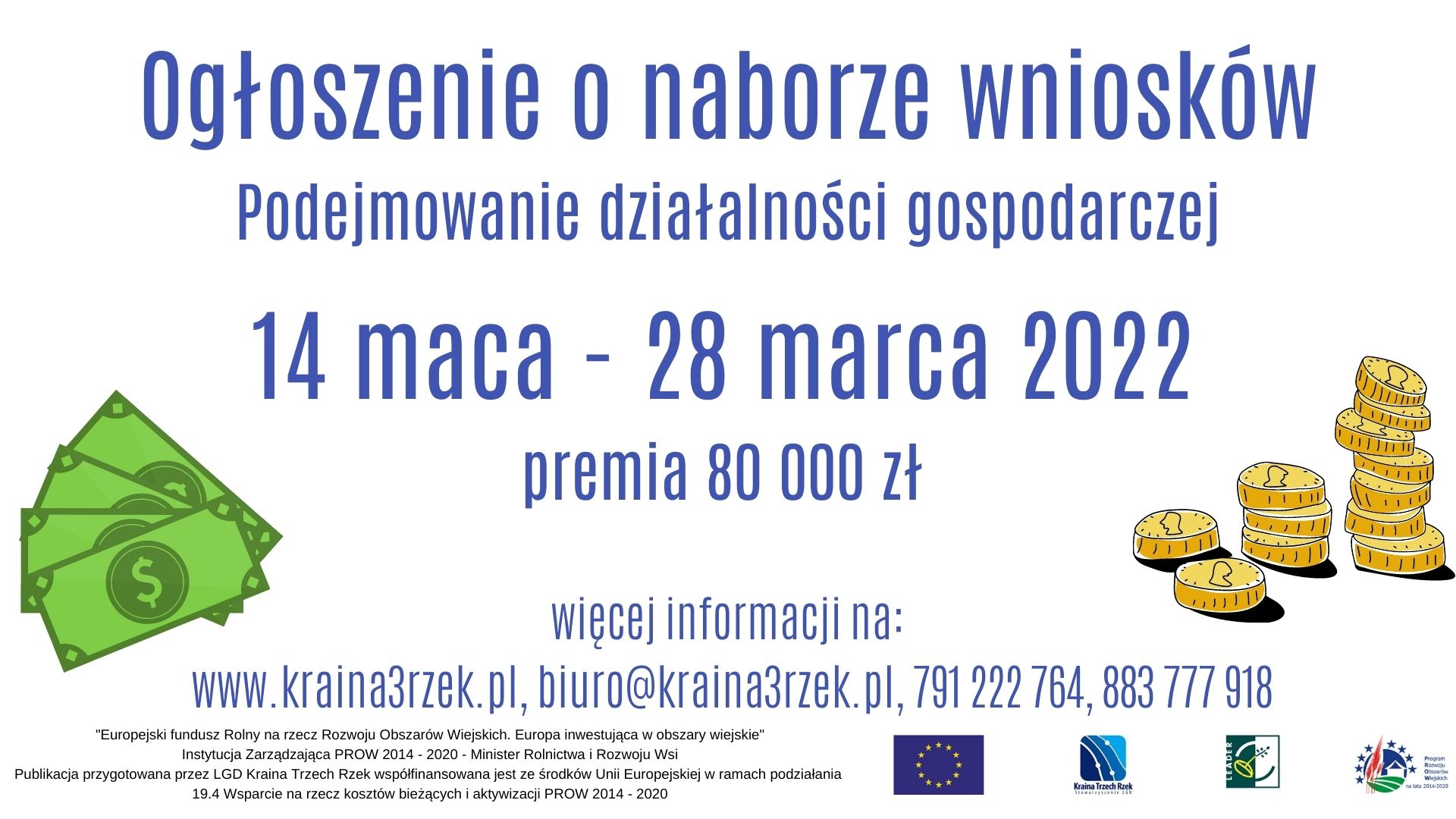 Ogłoszenie o naborze wniosków  Podejmowanie działalności gospodarczej 14 marca 28 marca 2022 .jpg