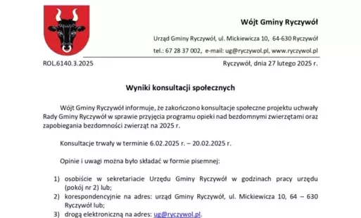Zdjęcie do Wyniki konsultacji społecznych w sprawie przyjęcia programu opieki nad bezdomnymi zwierzętami oraz zapobiegania bezdomności zwierząt na 2025 r.