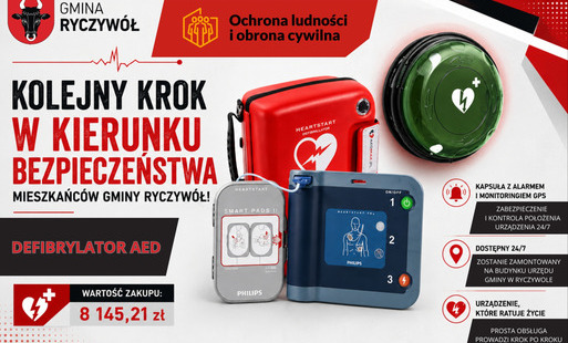 Gmina Ryczywół z kolejnym defibrylatorem AED