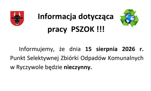 Zdjęcie do Informacja dotycząca pracy PSZOK !!! 