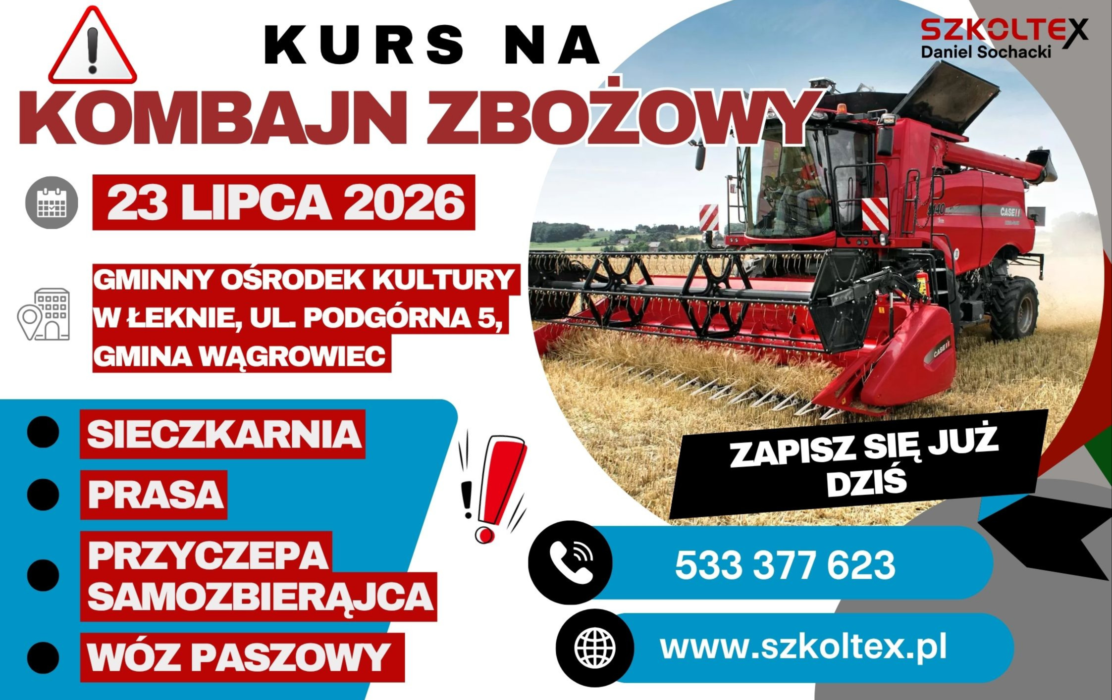 Szkolenie dla operatorów maszyn żniwnych